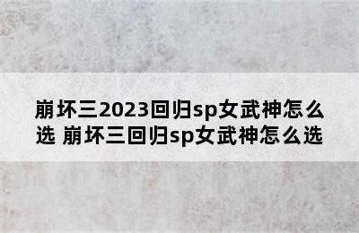 崩坏三2023回归sp女武神怎么选 崩坏三回归sp女武神怎么选